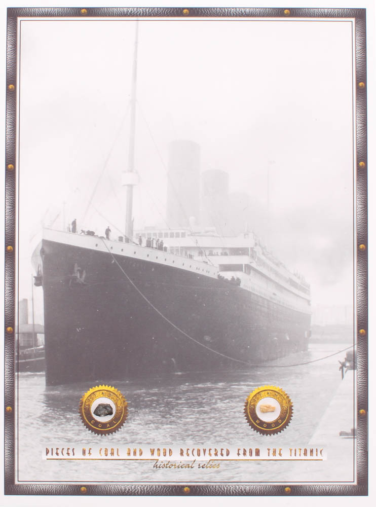 Authentic Coal & Wood Relic Piece From Titanic Wreckage on 6x8 Photo (The Zone COA) at PristineAuction.com Authentic Coal & Wood Relic Piece From Titanic Wreckage on 6x8 Photo (The Zone COA) at PristineAuction.com