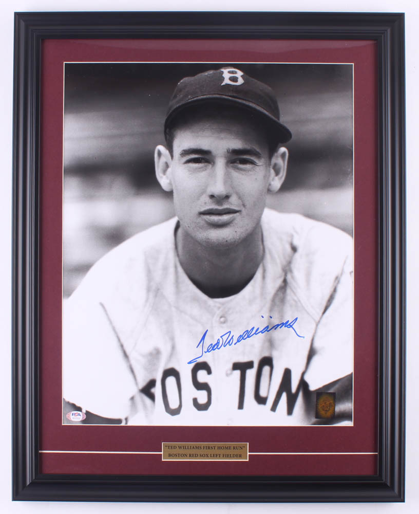 Ted Williams Signed Red Sox 20x25 Custom Framed Photo Display (PSA LOA & Ted Williams Hologram) at PristineAuction.com Ted Williams Signed Red Sox 20x25 Custom Framed Photo Display (PSA LOA & Ted Williams Hologram) at PristineAuction.com