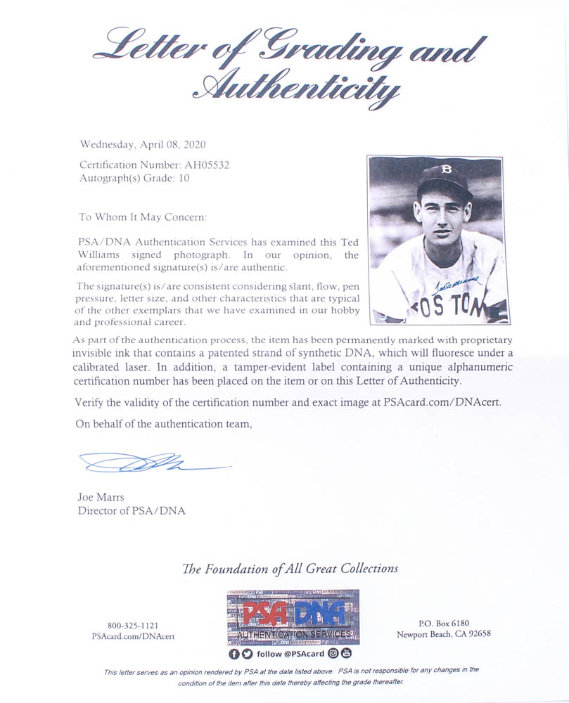 Ted Williams Signed Red Sox 20x25 Custom Framed Photo Display (PSA LOA & Ted Williams Hologram) at PristineAuction.com Ted Williams Signed Red Sox 20x25 Custom Framed Photo Display (PSA LOA & Ted Williams Hologram) at PristineAuction.com