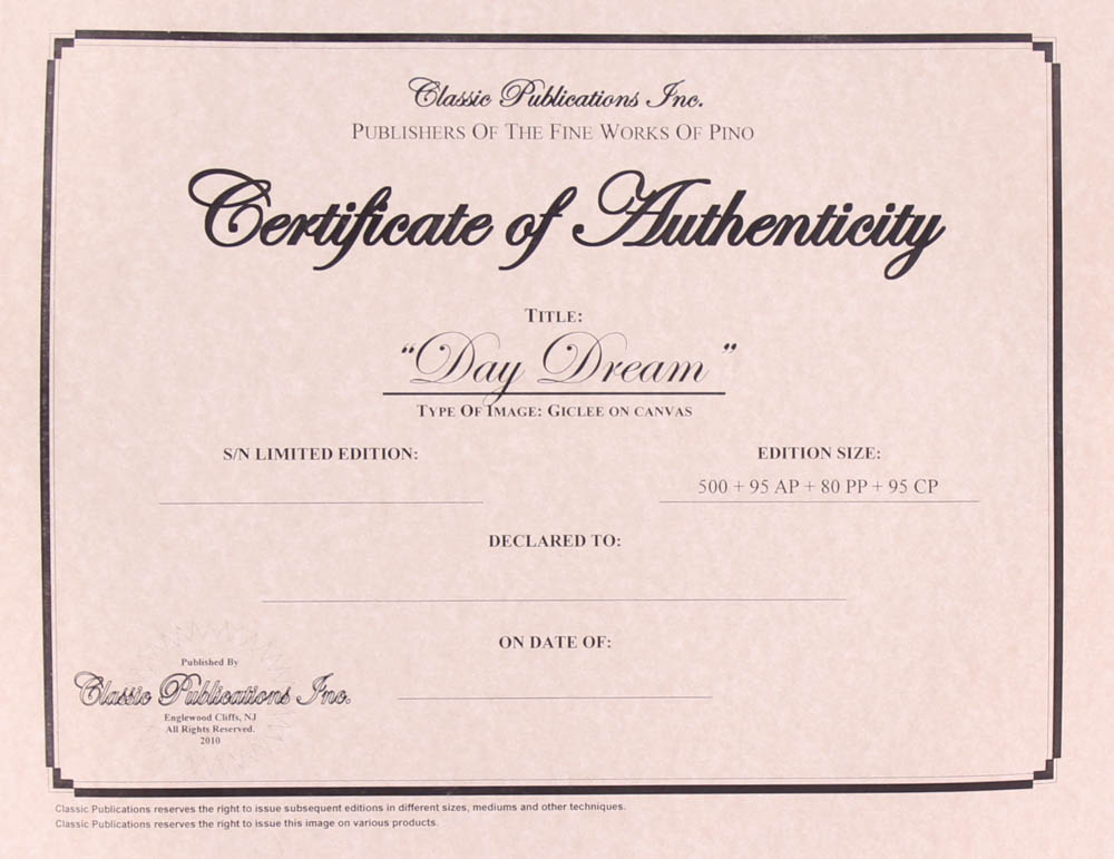 Pino Daeni Signed "Day Dream" 10x12 Limited Edition Giclee on Canvas at PristineAuction.com Pino Daeni Signed "Day Dream" 10x12 Limited Edition Giclee on Canvas at PristineAuction.com