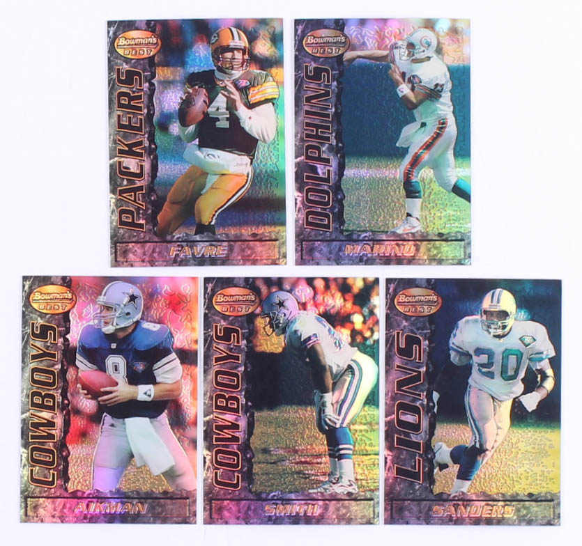 Complete Set of (180) 1995 Bowman's Best Refractor Football Cards with #V10 Barry Sanders, #V47 Dan Marino, #V85 Jerry Rice, #V8 Troy Aikman, #V37 Emmitt Smith at PristineAuction.com Complete Set of (180) 1995 Bowman's Best Refractor Football Cards with #V10 Barry Sanders, #V47 Dan Marino, #V85 Jerry Rice, #V8 Troy Aikman, #V37 Emmitt Smith at PristineAuction.com