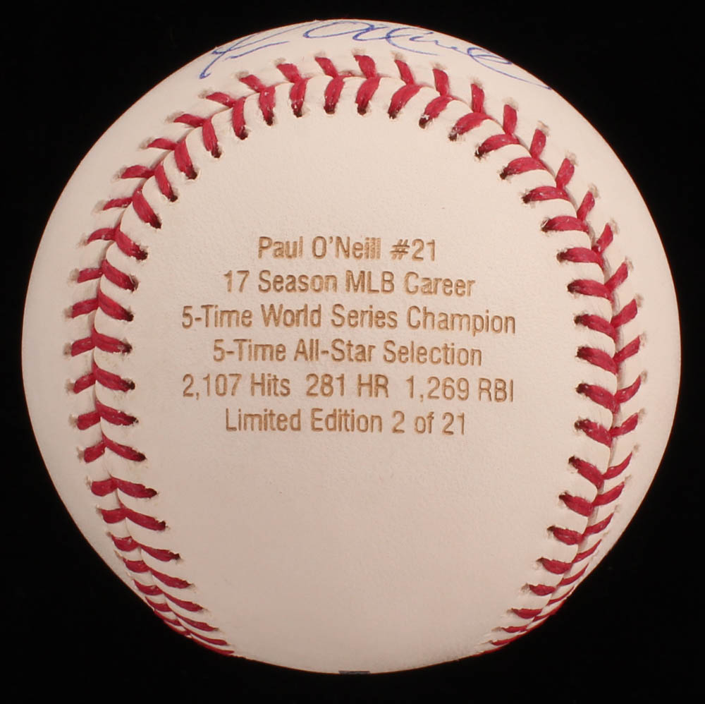 Paul O'Neil Signed LE OML Career Stat Engraved Baseball (JSA COA) at PristineAuction.com Paul O'Neil Signed LE OML Career Stat Engraved Baseball (JSA COA) at PristineAuction.com