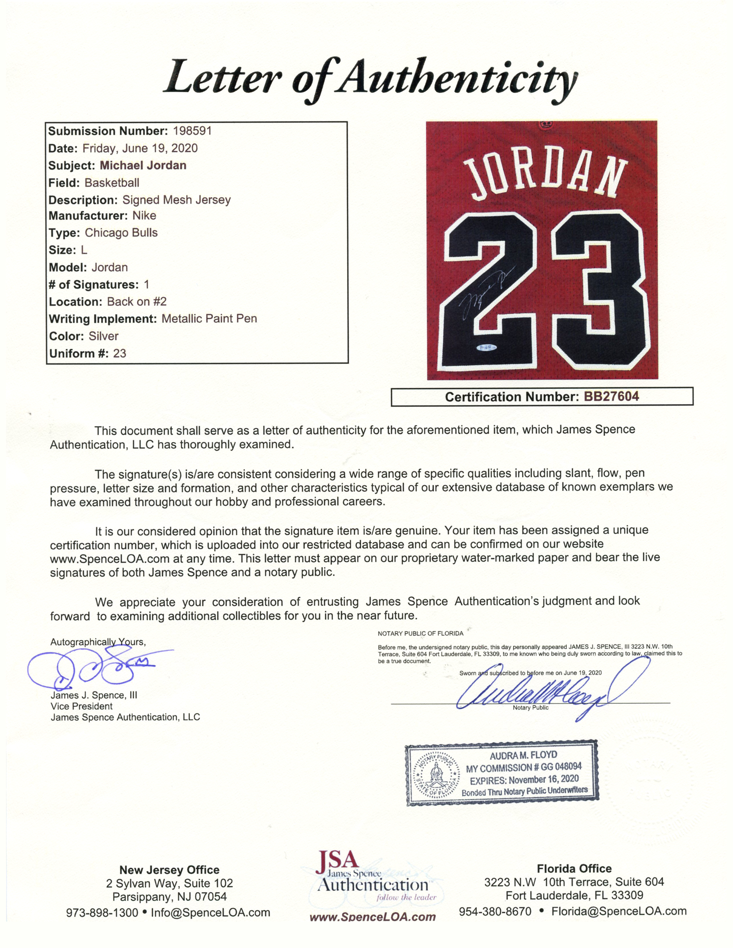 Michael Jordan Signed 34.5x42.5 Custom Framed Bulls Jersey (UDA Hologram & JSA LOA) at PristineAuction.com Michael Jordan Signed 34.5x42.5 Custom Framed Bulls Jersey (UDA Hologram & JSA LOA) at PristineAuction.com