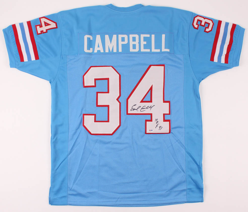 Earl Campbell Signed Jersey Inscribed "HOF 91" (PSA COA) at PristineAuction.com Earl Campbell Signed Jersey Inscribed "HOF 91" (PSA COA) at PristineAuction.com