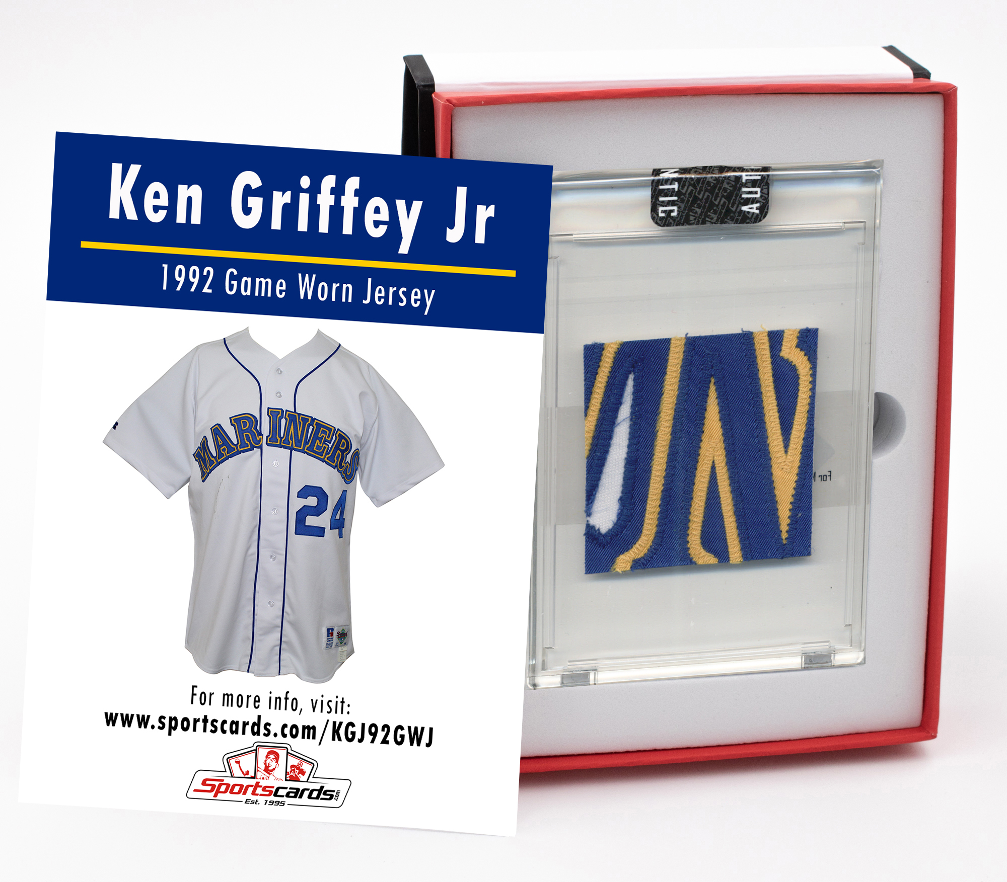 KEN GRIFFEY JR 1992 SEATTLE MARINERS GAME WORN JERSEY MYSTERY SWATCH BOX! at PristineAuction.com KEN GRIFFEY JR 1992 SEATTLE MARINERS GAME WORN JERSEY MYSTERY SWATCH BOX! at PristineAuction.com
