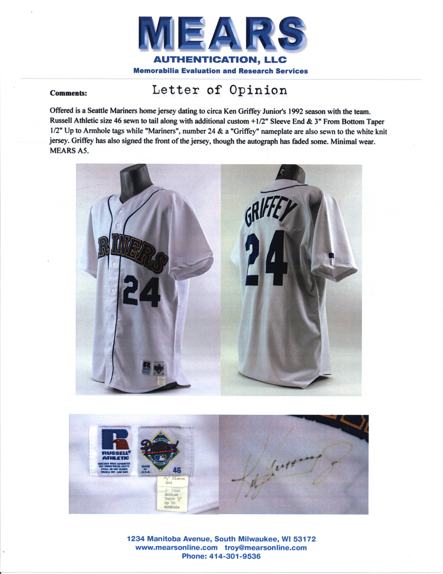 KEN GRIFFEY JR 1992 SEATTLE MARINERS GAME WORN JERSEY MYSTERY SWATCH BOX! at PristineAuction.com KEN GRIFFEY JR 1992 SEATTLE MARINERS GAME WORN JERSEY MYSTERY SWATCH BOX! at PristineAuction.com