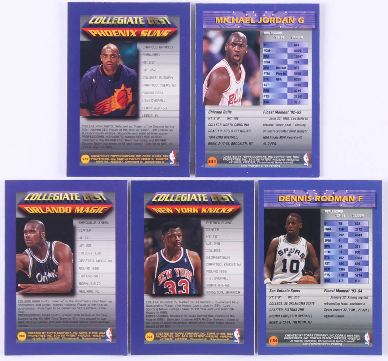 Complete Set of (331) 1994-95 Finest Refractors Basketball Cards with #280 Shaquille O"Neal, #134 Dennis Rodman, #225 Patrick Ewing, #331 Michael Jordan, #275 Charles Barkley at PristineAuction.com Complete Set of (331) 1994-95 Finest Refractors Basketball Cards with #280 Shaquille O"Neal, #134 Dennis Rodman, #225 Patrick Ewing, #331 Michael Jordan, #275 Charles Barkley at PristineAuction.com