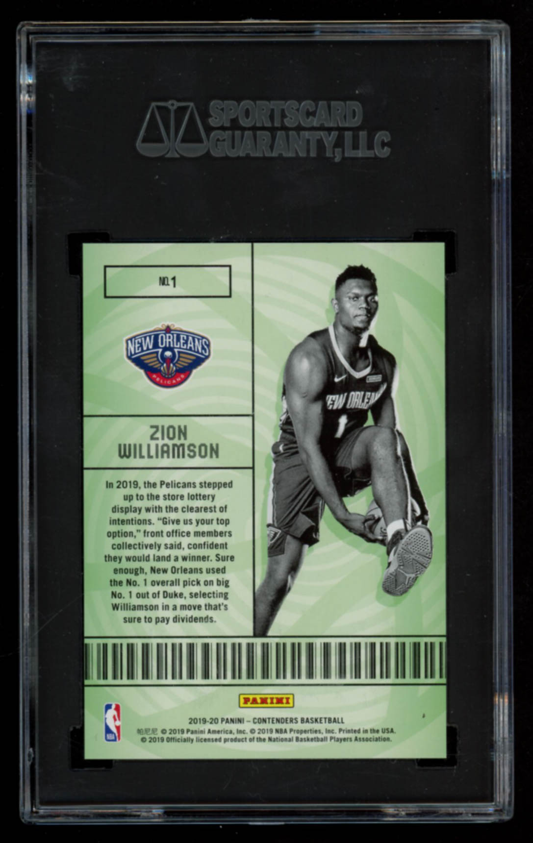 Zion Williamson 2019-20 Panini Contenders Lottery Ticket #1 (SGC 10) at PristineAuction.com Zion Williamson 2019-20 Panini Contenders Lottery Ticket #1 (SGC 10) at PristineAuction.com