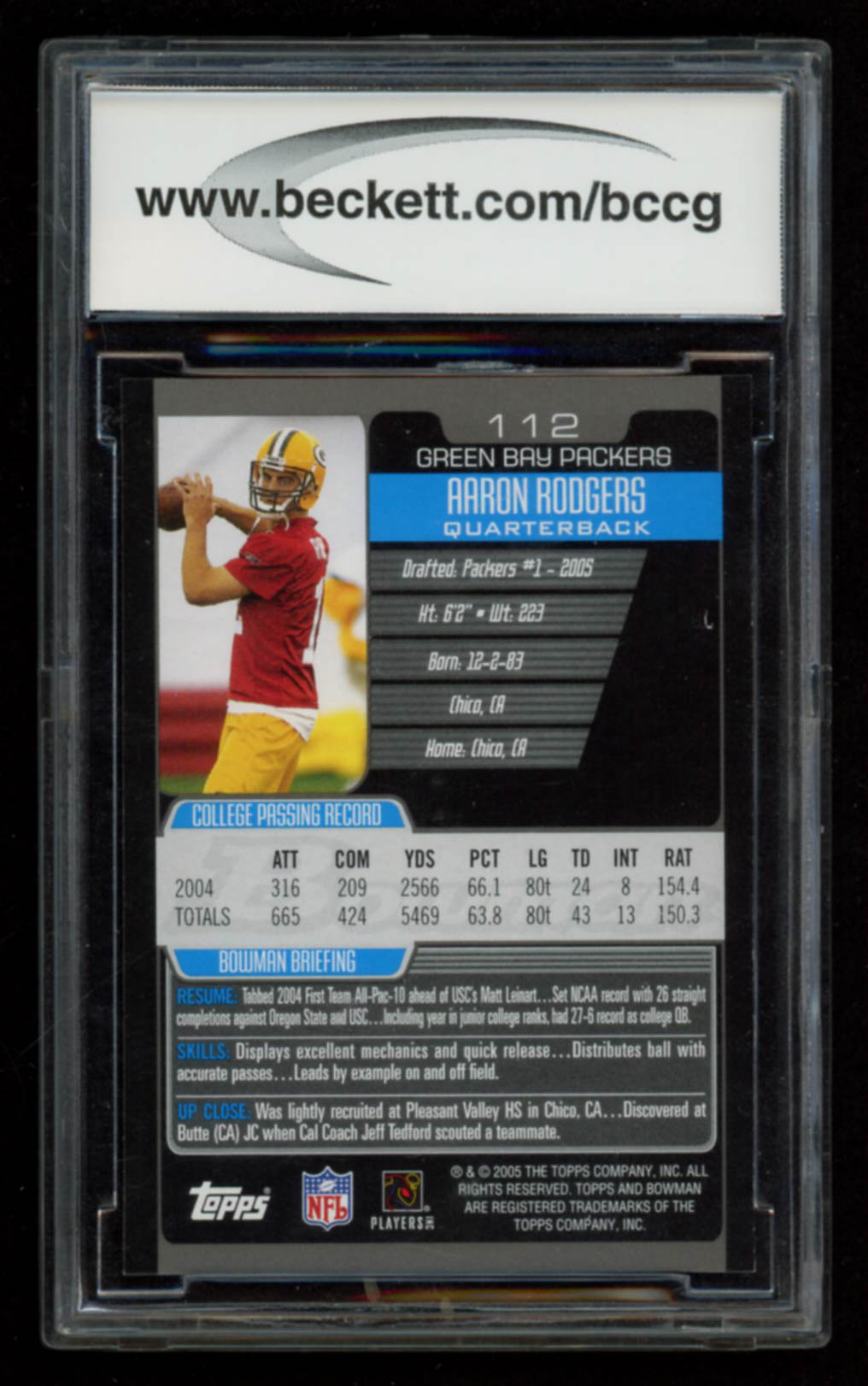 Aaron Rodgers 2005 Bowman #112 RC (BCCG 10) at PristineAuction.com Aaron Rodgers 2005 Bowman #112 RC (BCCG 10) at PristineAuction.com