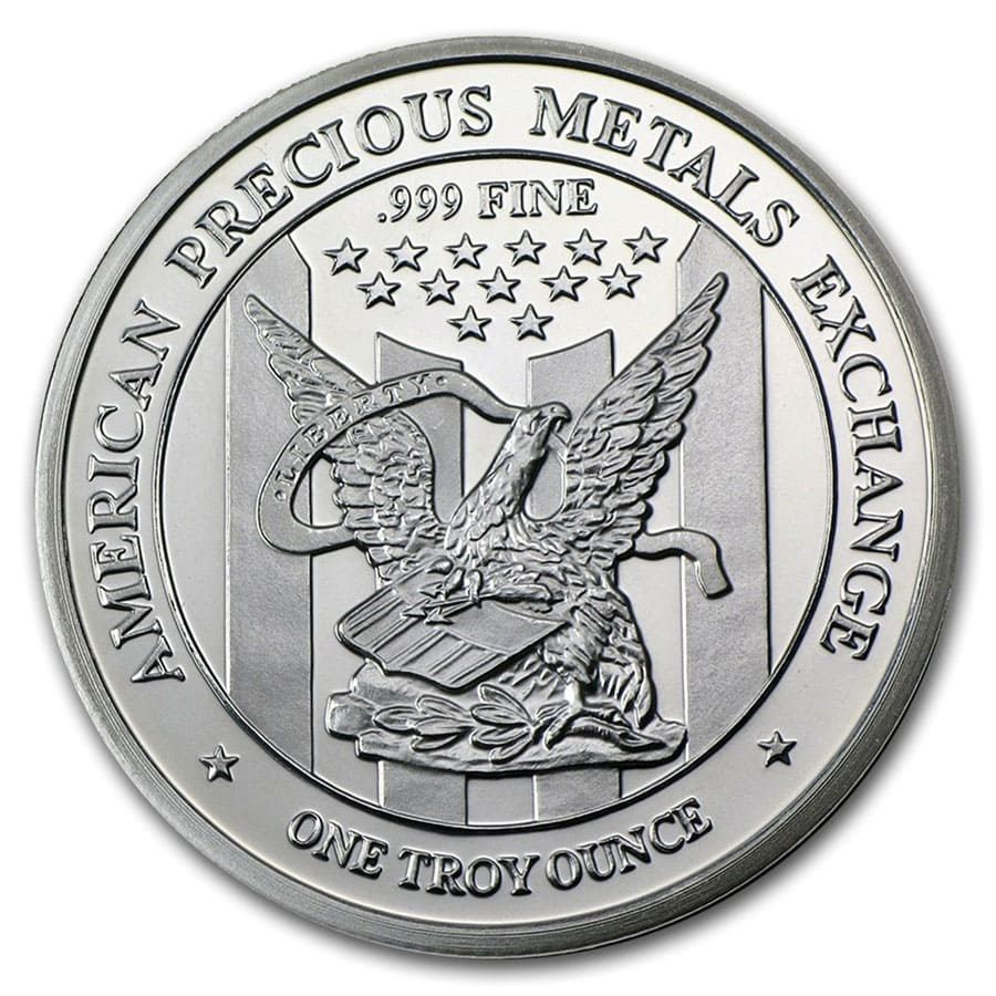 1 Troy Ounce .999 Fine Silver "APMEX" Bullion Round at PristineAuction.com 1 Troy Ounce .999 Fine Silver "APMEX" Bullion Round at PristineAuction.com