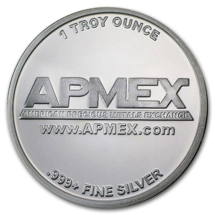 1 Troy Ounce .999 Fine Silver "APMEX" Bullion Round at PristineAuction.com 1 Troy Ounce .999 Fine Silver "APMEX" Bullion Round at PristineAuction.com