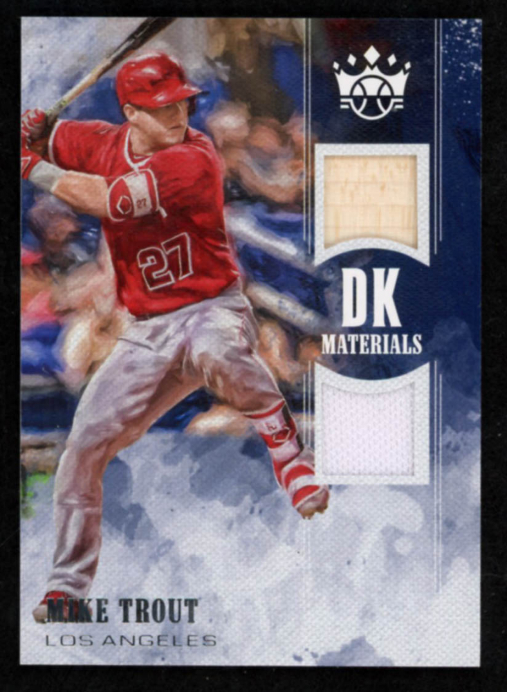 Lot of (2) Mike Trout 2018 Baseball Cards With Topps Opening Day Relics #ODRMT & Diamond Kings DK Materials #75