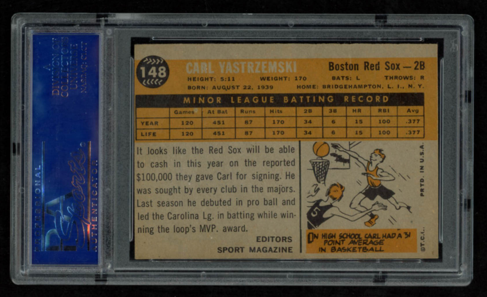Carl Yastrzemski Signed 1960 Topps #148 RS RC (PSA 7) at PristineAuction.com Carl Yastrzemski Signed 1960 Topps #148 RS RC (PSA 7) at PristineAuction.com