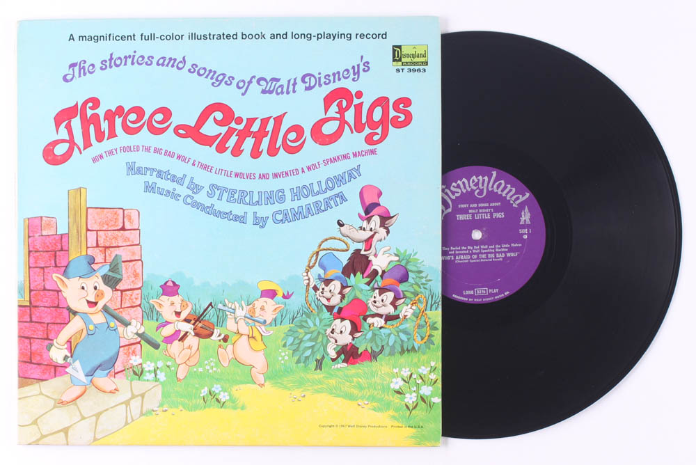 Original Vintage 1967 Walt Disney's "Three Little Pigs" Vinyl Record LP at PristineAuction.com Original Vintage 1967 Walt Disney's "Three Little Pigs" Vinyl Record LP at PristineAuction.com