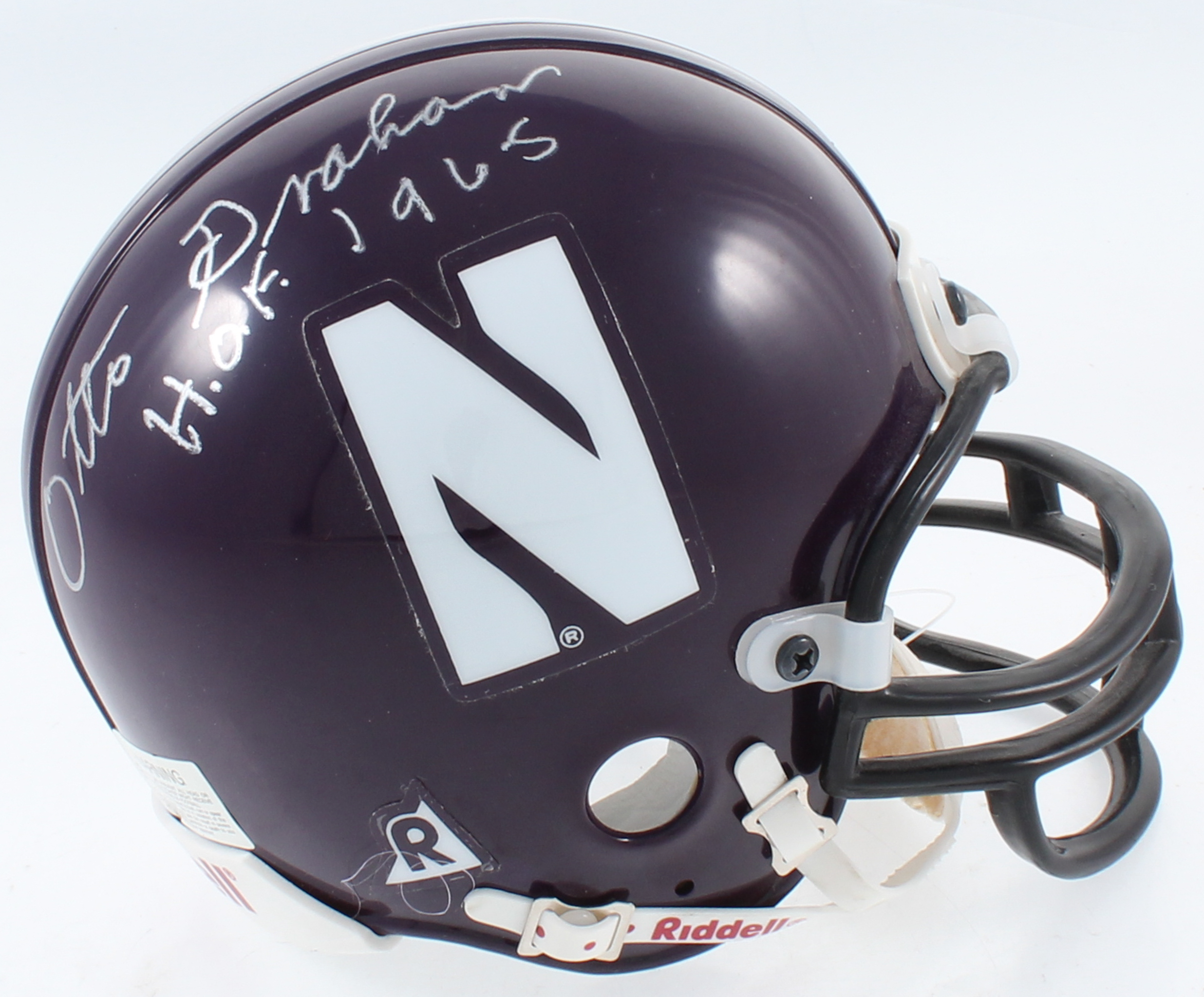 Otto Graham Signed Northwestern Wildcats Mini Helmet Inscribed "H.O.F. 1965" (Creative Sports Hologram) at PristineAuction.com Otto Graham Signed Northwestern Wildcats Mini Helmet Inscribed "H.O.F. 1965" (Creative Sports Hologram) at PristineAuction.com