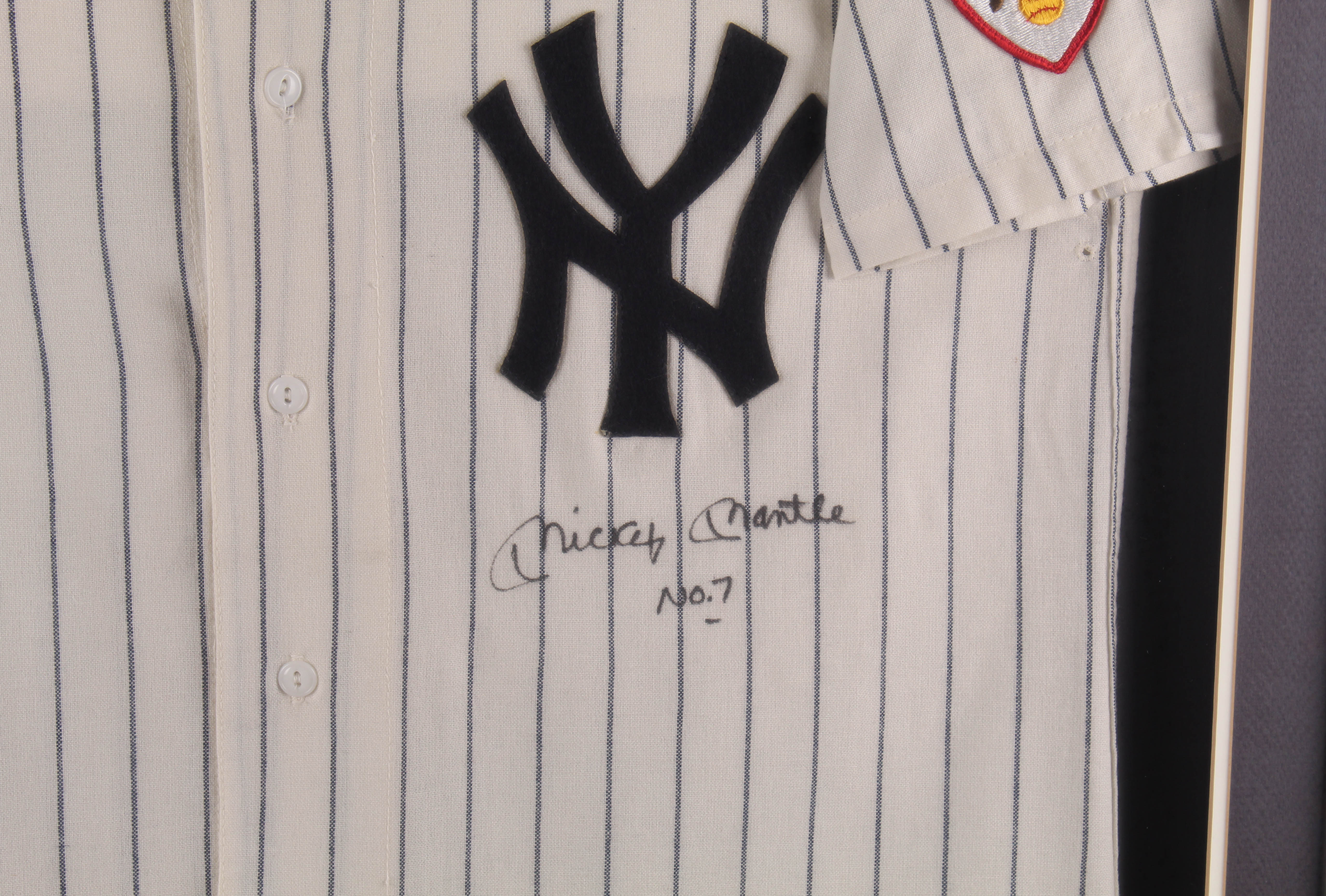 Mickey Mantle Signed LE Yankees 33x41.5 Custom Framed Jersey Display Inscribed "No. 7" (Upper Deck COA) at PristineAuction.com Mickey Mantle Signed LE Yankees 33x41.5 Custom Framed Jersey Display Inscribed "No. 7" (Upper Deck COA) at PristineAuction.com