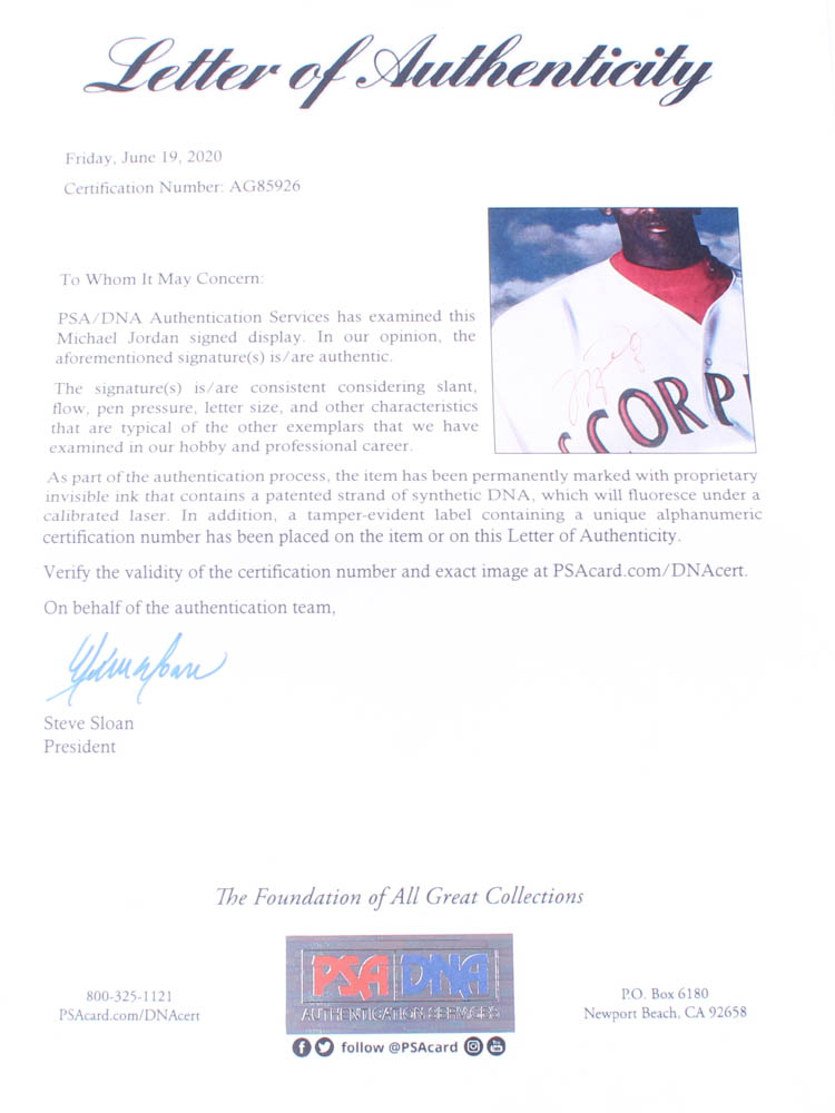 Michael Jordan Signed Scottsdale Scorpions 16x20 Print on Winter League Event Used Board (PSA LOA) at PristineAuction.com Michael Jordan Signed Scottsdale Scorpions 16x20 Print on Winter League Event Used Board (PSA LOA) at PristineAuction.com