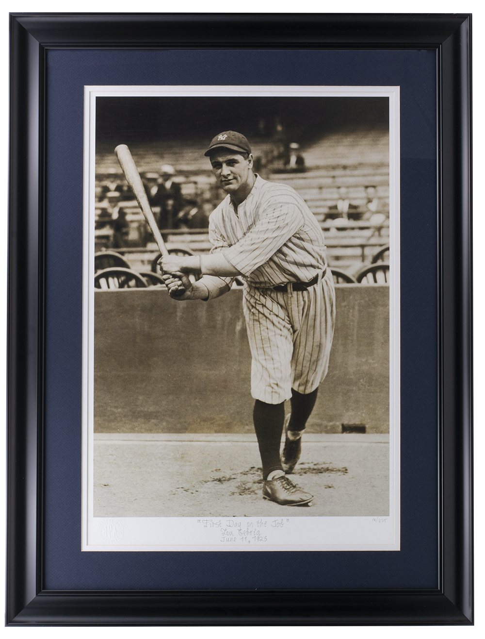 Historical Photo Archive - Lou Gehrig "First Day On The Job" Limited Edition 17x23 Custom Framed Fine Art Giclee on Paper # 18 / 375 (PA LOA) at PristineAuction.com Historical Photo Archive - Lou Gehrig "First Day On The Job" Limited Edition 17x23 Custom Framed Fine Art Giclee on Paper # 18 / 375 (PA LOA) at PristineAuction.com