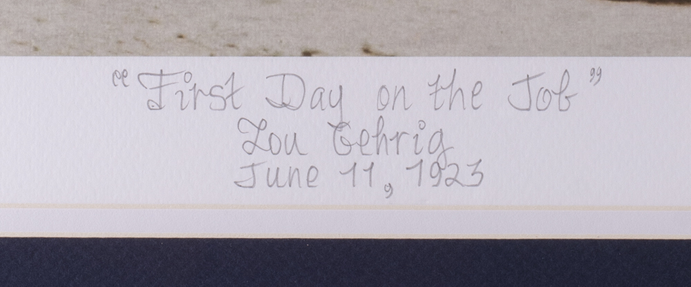 Historical Photo Archive - Lou Gehrig "First Day On The Job" Limited Edition 17x23 Custom Framed Fine Art Giclee on Paper # 18 / 375 (PA LOA) at PristineAuction.com Historical Photo Archive - Lou Gehrig "First Day On The Job" Limited Edition 17x23 Custom Framed Fine Art Giclee on Paper # 18 / 375 (PA LOA) at PristineAuction.com