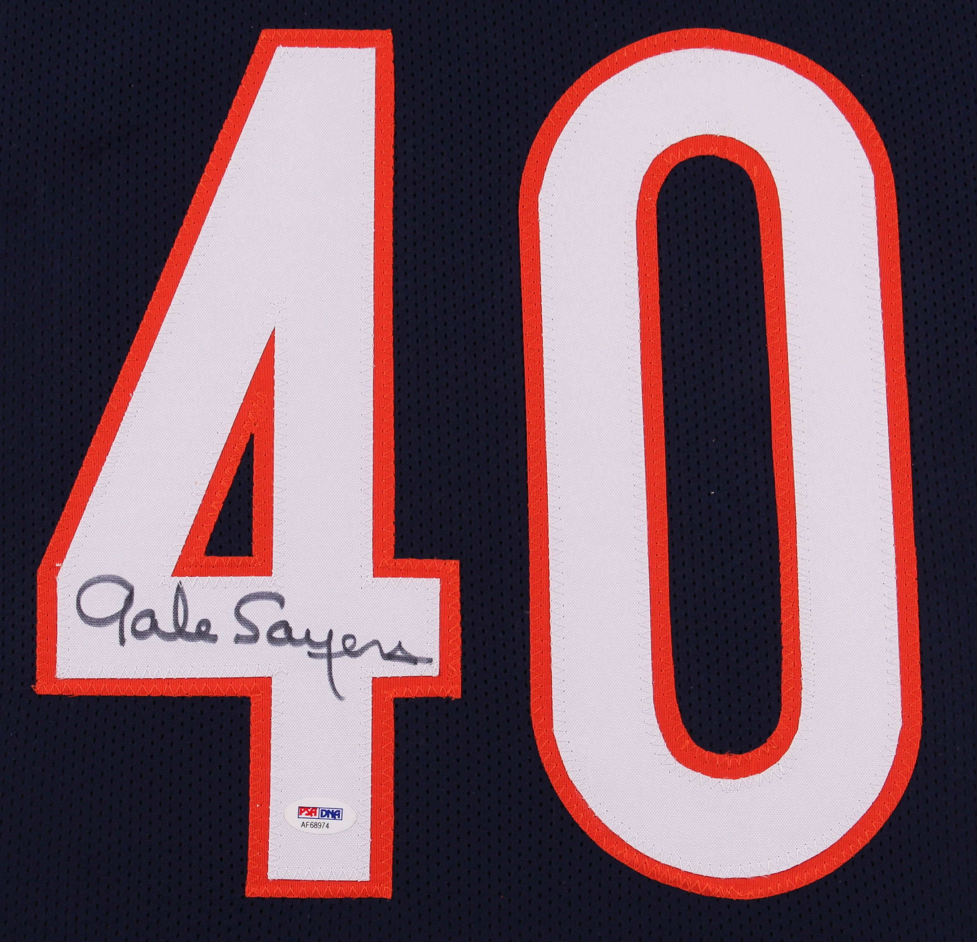 Gale Sayers Signed 35x43 Custom Framed Jersey (PSA Hologram) at PristineAuction.com Gale Sayers Signed 35x43 Custom Framed Jersey (PSA Hologram) at PristineAuction.com