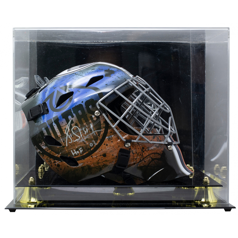 Grant Fuhr Signed Oilers FullSize Goalie Mask Inscribed "HOF 03" With