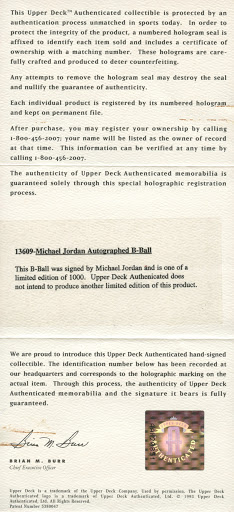 Michael Jordan Signed LE B-Ball Baseball with Display Case (UDA Hologram & JSA Hologram) at PristineAuction.com Michael Jordan Signed LE B-Ball Baseball with Display Case (UDA Hologram & JSA Hologram) at PristineAuction.com