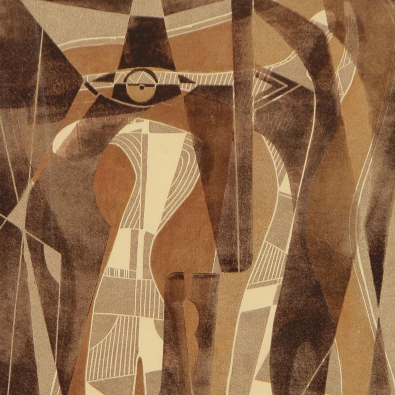 Neal Doty Signed 27x33 Custom Framed Original Mixed Media Linocut at PristineAuction.com Neal Doty Signed 27x33 Custom Framed Original Mixed Media Linocut at PristineAuction.com