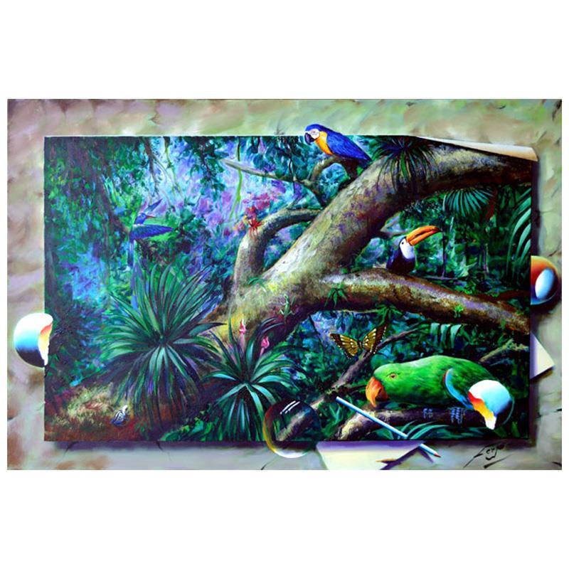 Ferjo Signed "Jungle Life" 24x36 Original Painting on Canvas at PristineAuction.com Ferjo Signed "Jungle Life" 24x36 Original Painting on Canvas at PristineAuction.com