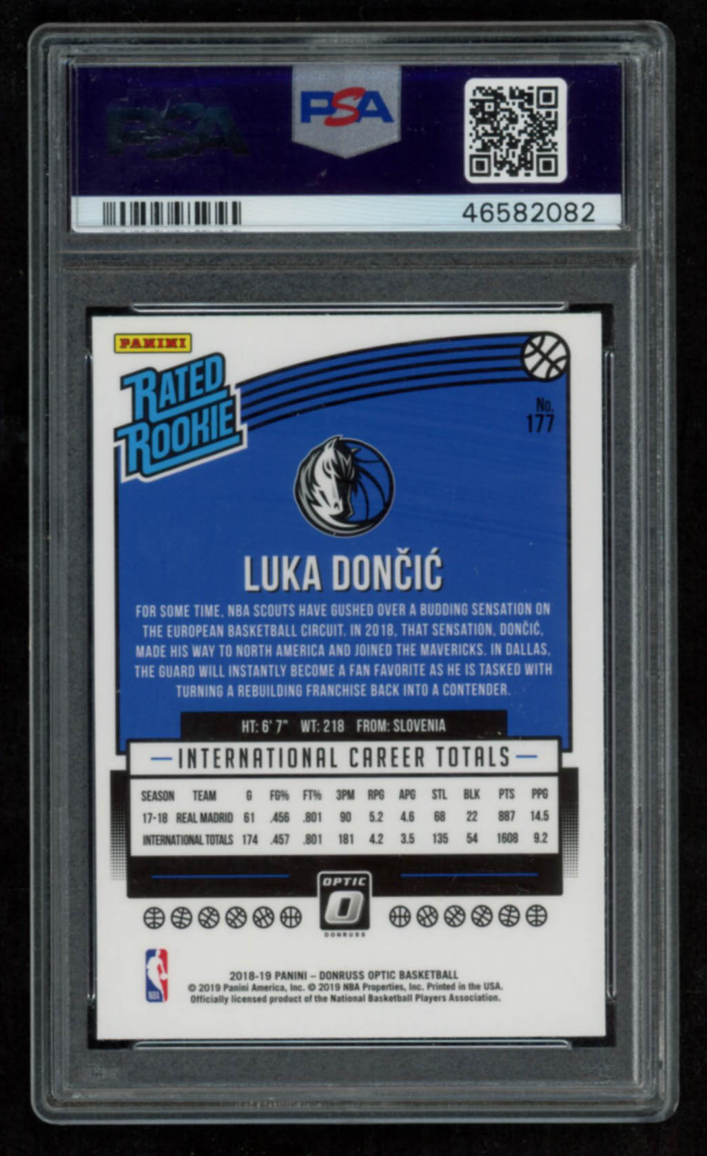 Luka Doncic 2018-19 Donruss Optic #177 RR RC (PSA 9) at PristineAuction.com Luka Doncic 2018-19 Donruss Optic #177 RR RC (PSA 9) at PristineAuction.com