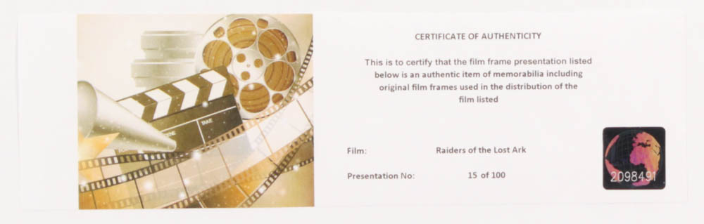 "Indiana Jones and the Raiders of the Lost Ark" LE 8x10 Custom Matted Original Film / Movie Cell Display at PristineAuction.com "Indiana Jones and the Raiders of the Lost Ark" LE 8x10 Custom Matted Original Film / Movie Cell Display at PristineAuction.com