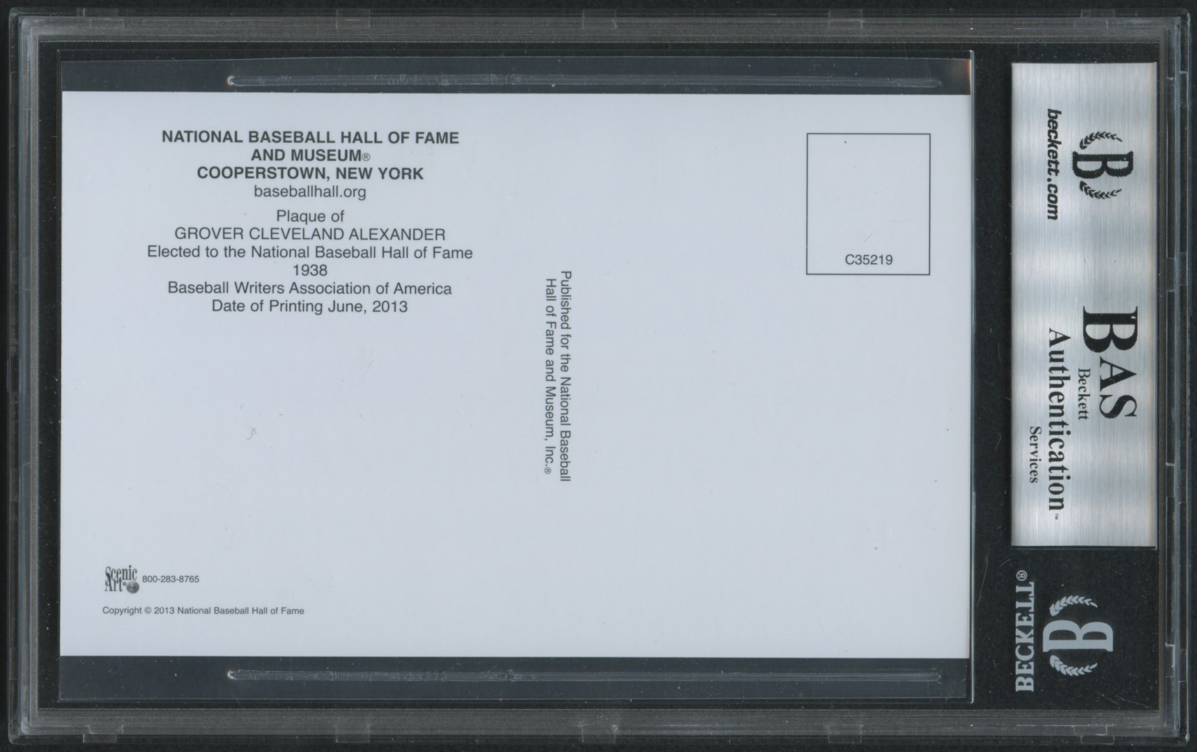 Grover Cleveland Alexander Gold Hall of Fame Plaque Postcard with (1) Hand-Written Word (BGS Encapsulated) at PristineAuction.com Grover Cleveland Alexander Gold Hall of Fame Plaque Postcard with (1) Hand-Written Word (BGS Encapsulated) at PristineAuction.com