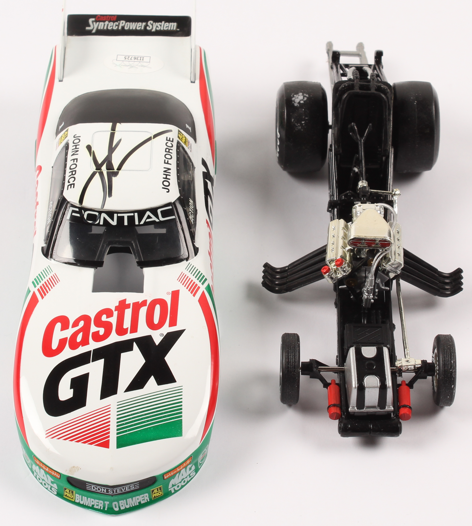 John Force Signed LE Castrol GTX 1997 Pontiac Funny Car 1:24 Scale Stock Car (JSA COA) at PristineAuction.com John Force Signed LE Castrol GTX 1997 Pontiac Funny Car 1:24 Scale Stock Car (JSA COA) at PristineAuction.com