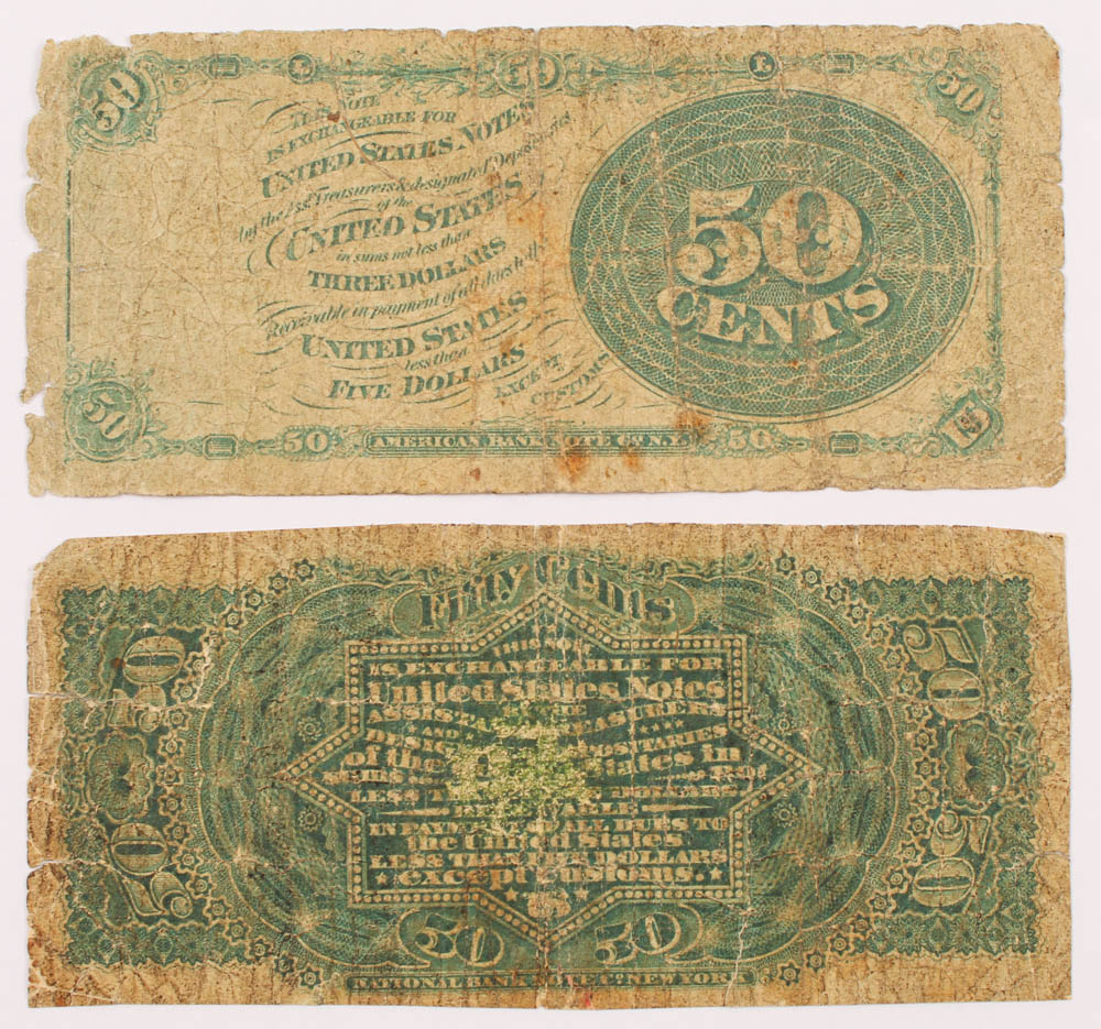 Lot of (2) 1869-1875 Fourth Issue 50¢ Fifty-Cent U.S. Fractional Currency Bank Notes with Fr. 1374 Abraham Lincoln & Fr. 1376 Edwin Stanton at PristineAuction.com Lot of (2) 1869-1875 Fourth Issue 50¢ Fifty-Cent U.S. Fractional Currency Bank Notes with Fr. 1374 Abraham Lincoln & Fr. 1376 Edwin Stanton at PristineAuction.com