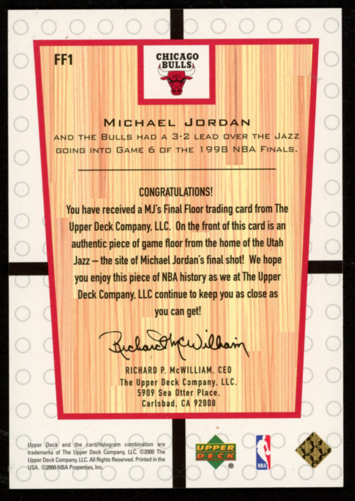 Michael Jordan 1999-00 Upper Deck MJ Final Floor #FF1 at PristineAuction.com Michael Jordan 1999-00 Upper Deck MJ Final Floor #FF1 at PristineAuction.com