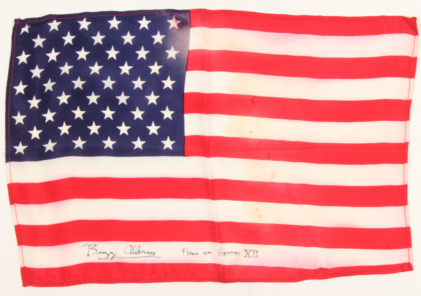 Buzz Aldrin Signed American Flag Inscribed "Flown On Gemini XII" (PSA LOA) at PristineAuction.com Buzz Aldrin Signed American Flag Inscribed "Flown On Gemini XII" (PSA LOA) at PristineAuction.com