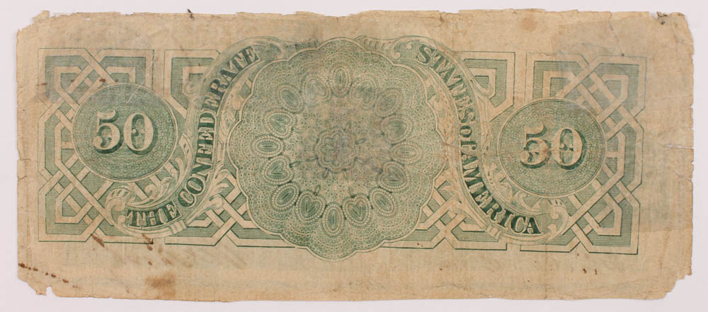 1862 $50 Fifty-Dollar Confederate States of America Richmond CSA Bank Note at PristineAuction.com 1862 $50 Fifty-Dollar Confederate States of America Richmond CSA Bank Note at PristineAuction.com