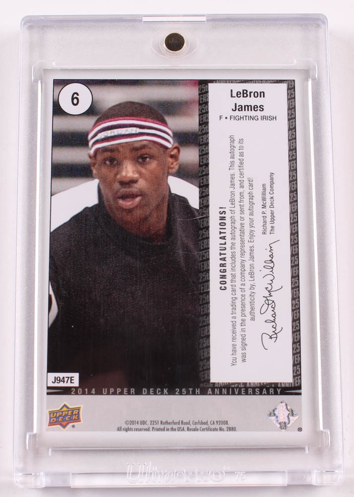 LeBron James 2014 Upper Deck 25th Anniversary Autographs #6 at PristineAuction.com LeBron James 2014 Upper Deck 25th Anniversary Autographs #6 at PristineAuction.com