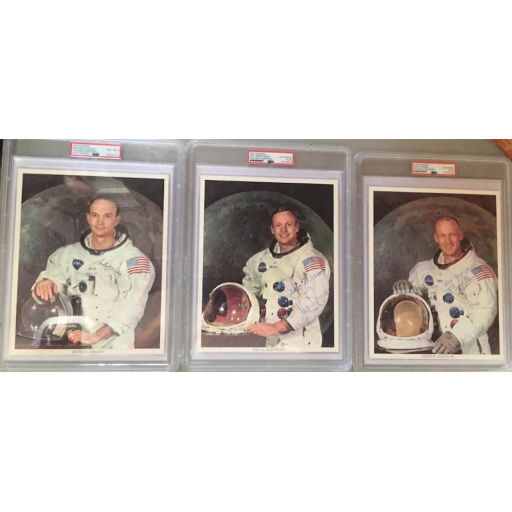 Lot of (3) 1969 Apollo 11 Crew 8x10 Photos Signed by Neil Armstrong ...