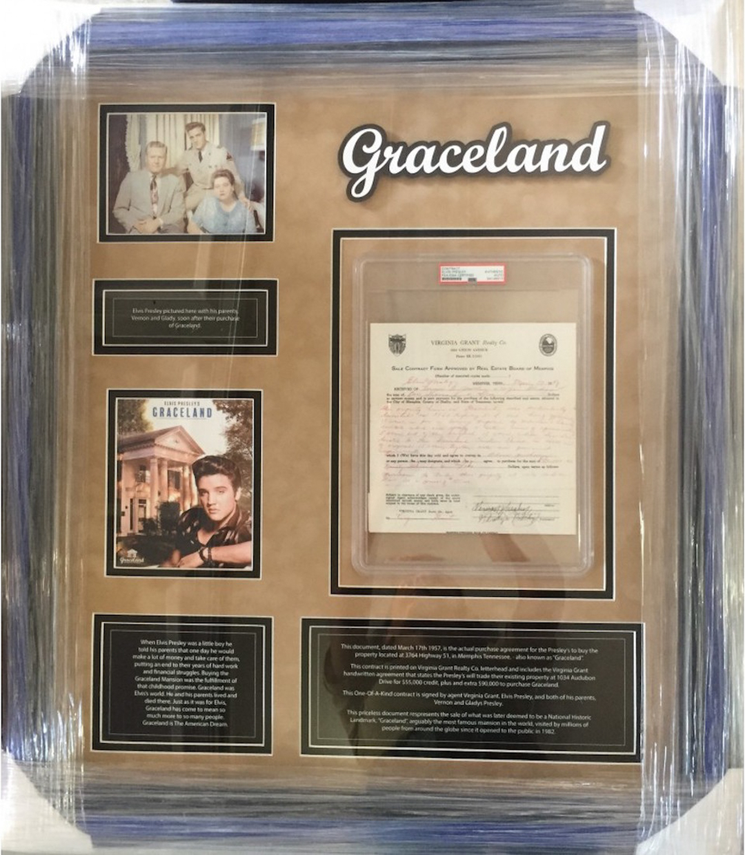 Elvis Presley Signed 30x34 Custom Framed 1957 Contract to Purchase Graceland (PSA LOA) at PristineAuction.com Elvis Presley Signed 30x34 Custom Framed 1957 Contract to Purchase Graceland (PSA LOA) at PristineAuction.com