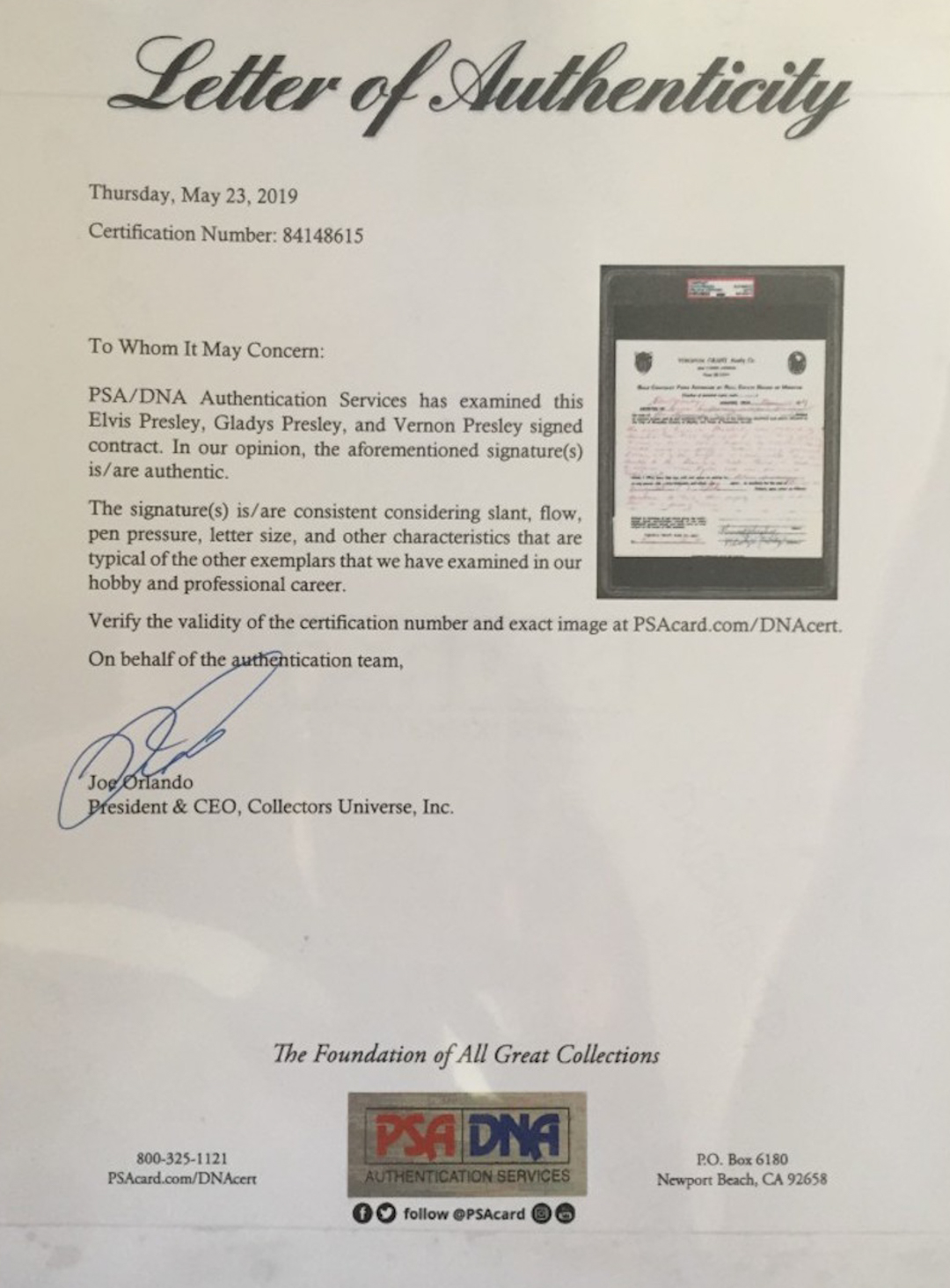 Elvis Presley Signed 30x34 Custom Framed 1957 Contract to Purchase Graceland (PSA LOA) at PristineAuction.com Elvis Presley Signed 30x34 Custom Framed 1957 Contract to Purchase Graceland (PSA LOA) at PristineAuction.com