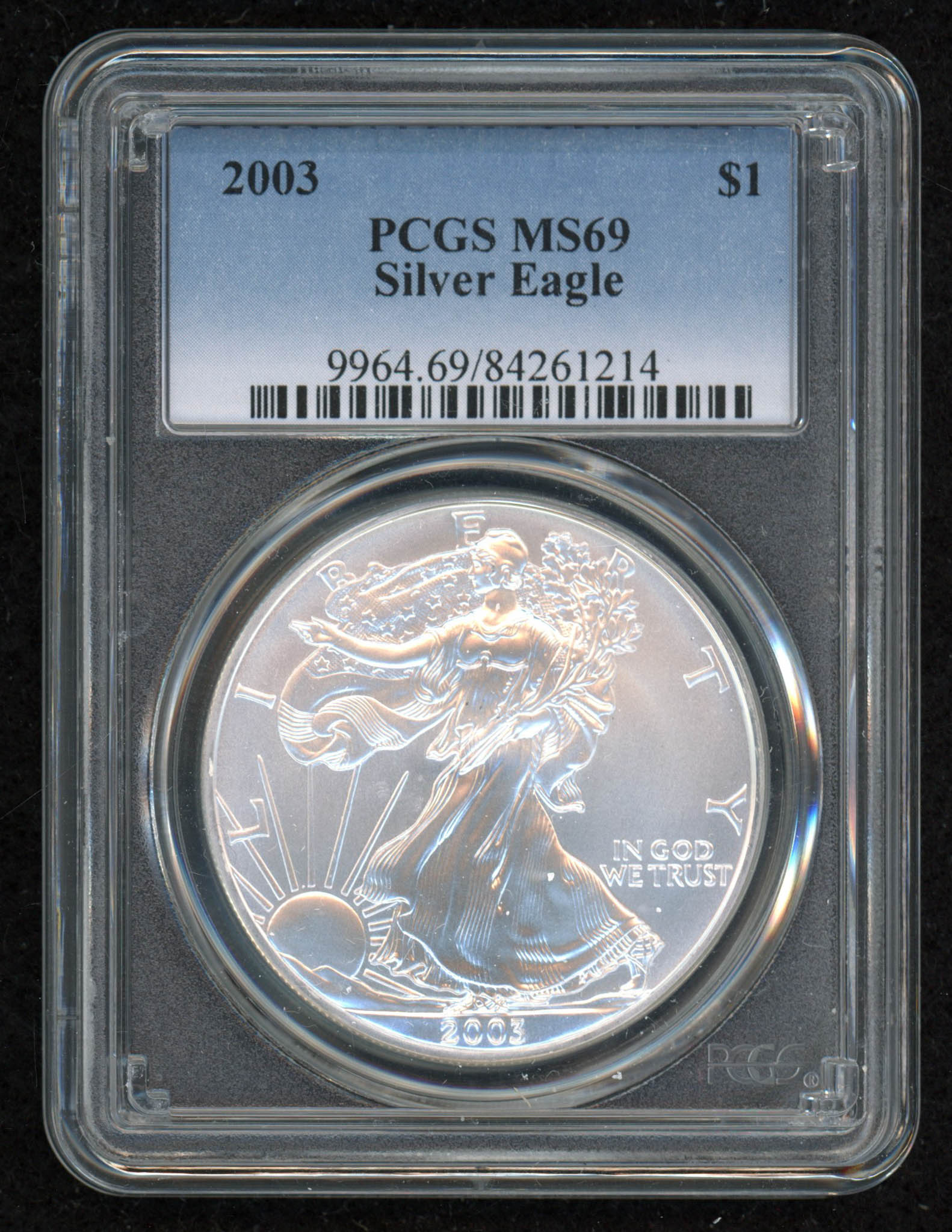 2003 American Silver Eagle $1 One Dollar Coin (PCGS MS69) at PristineAuction.com 2003 American Silver Eagle $1 One Dollar Coin (PCGS MS69) at PristineAuction.com