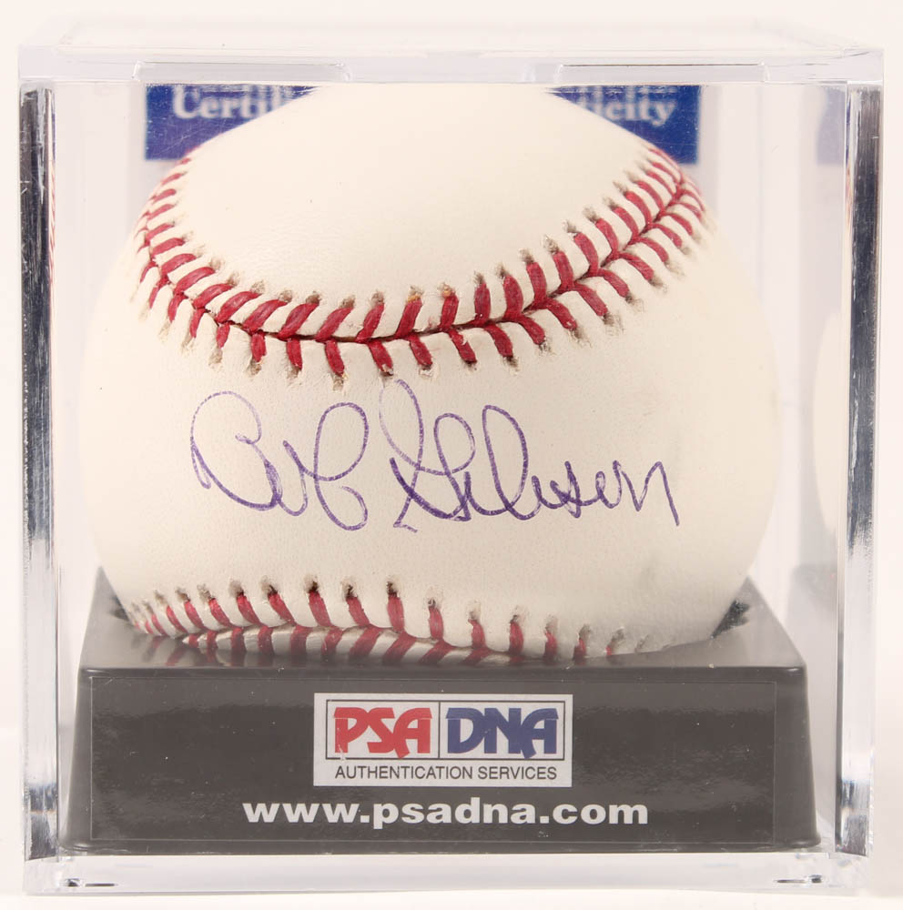 Bob Gibson Signed OML Baseball with Display Case (PSA COA - Graded 8.5) at PristineAuction.com Bob Gibson Signed OML Baseball with Display Case (PSA COA - Graded 8.5) at PristineAuction.com
