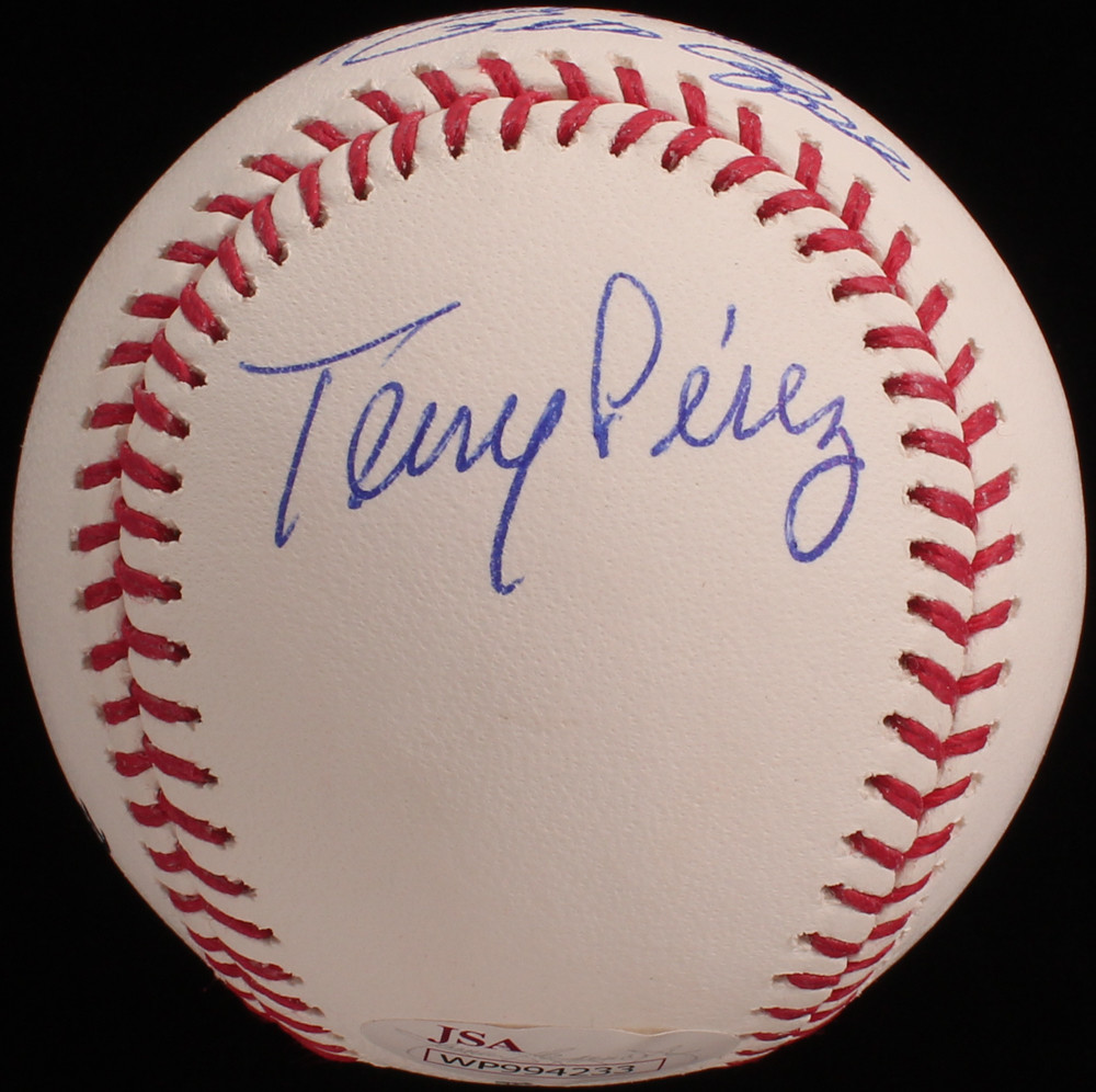 Big Red Machine OML Baseball Signed by (4) with Joe Morgan, Johnny Bench, Tony Perez & Pete Rose (JSA COA) at PristineAuction.com Big Red Machine OML Baseball Signed by (4) with Joe Morgan, Johnny Bench, Tony Perez & Pete Rose (JSA COA) at PristineAuction.com