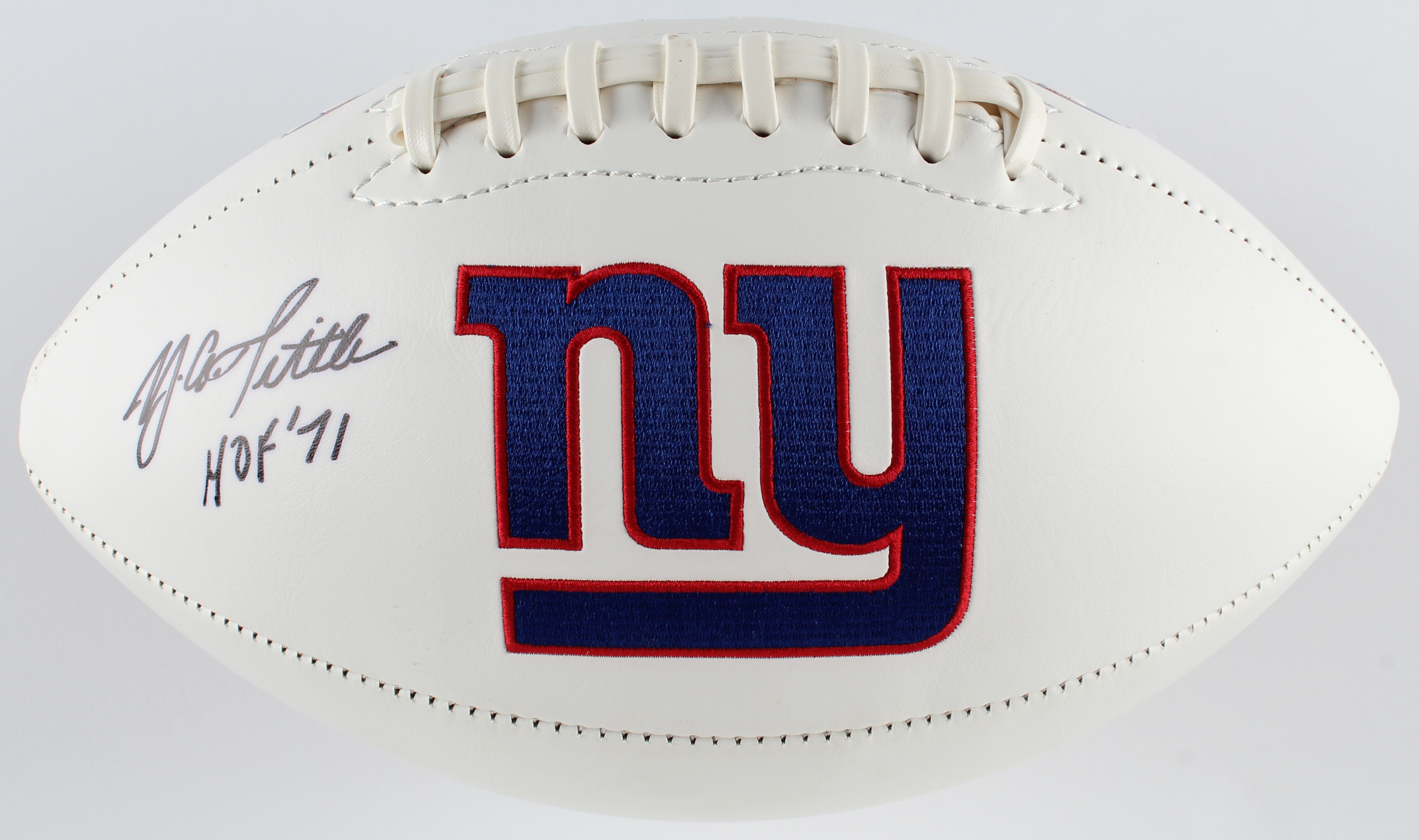 Y. A. Tittle Signed New York Giants Logo Football Inscribed "HOF 71" (JSA COA) at PristineAuction.com Y. A. Tittle Signed New York Giants Logo Football Inscribed "HOF 71" (JSA COA) at PristineAuction.com
