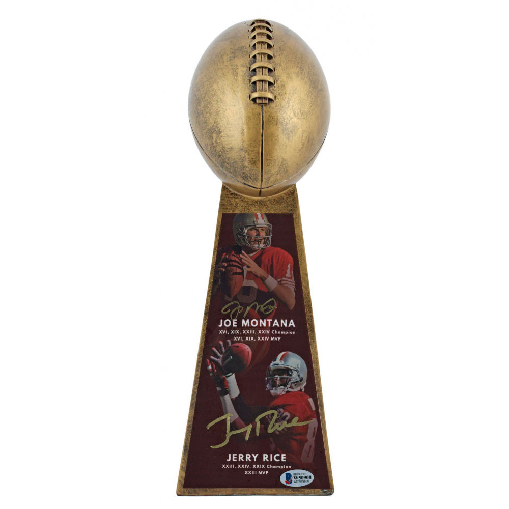 Joe Montana & Jerry Rice Signed 15” Football Championship Trophy ...