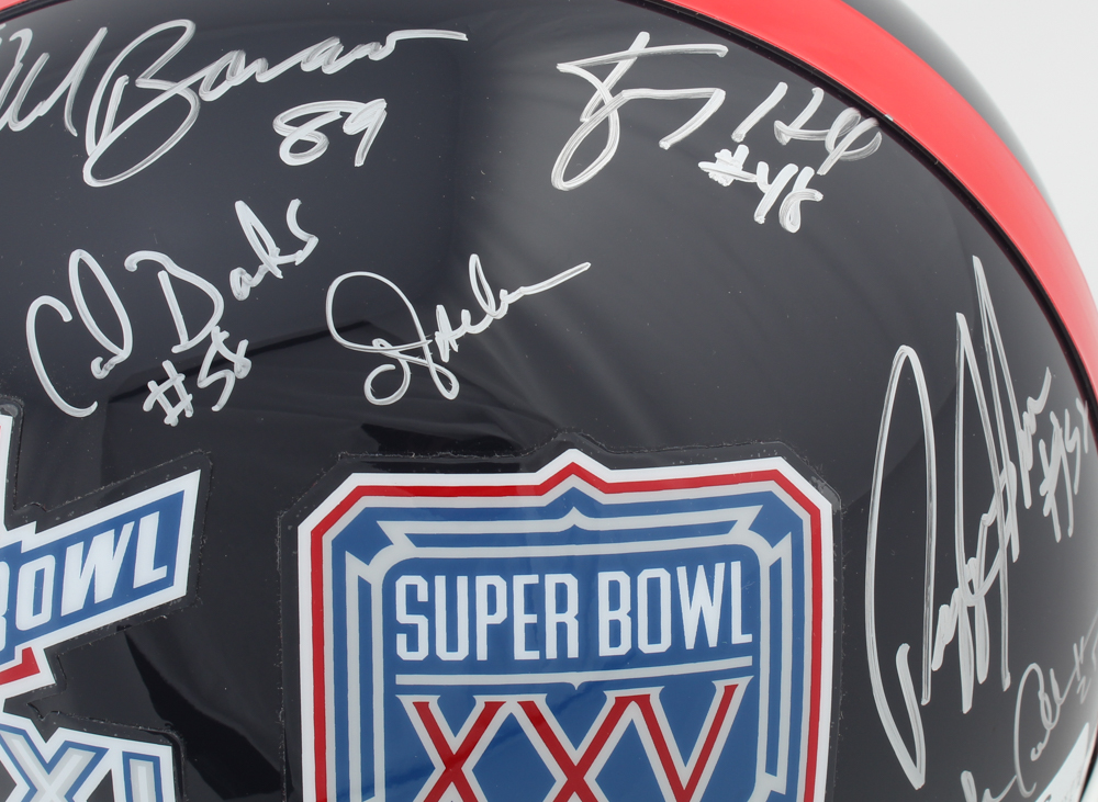 Giants Super Bowl XXI & XXV Champions Full-Size Helmet Team-Signed by (28) with Phil Simms, Lawrence Taylor, Jeff Hostetler, Mark Bavaro (Schwartz COA) at PristineAuction.com Giants Super Bowl XXI & XXV Champions Full-Size Helmet Team-Signed by (28) with Phil Simms, Lawrence Taylor, Jeff Hostetler, Mark Bavaro (Schwartz COA) at PristineAuction.com