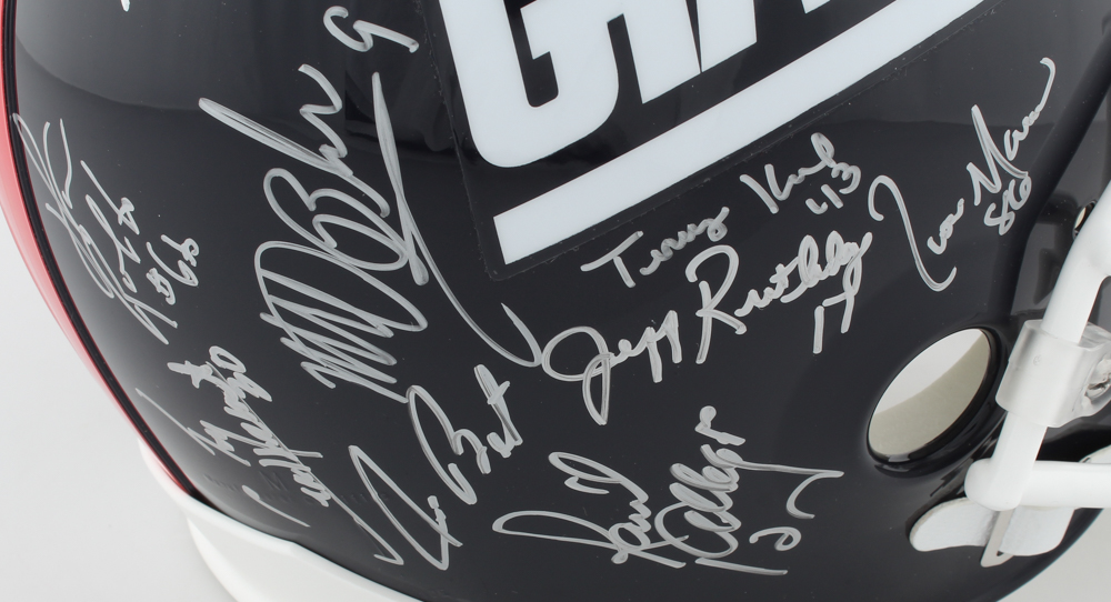 Giants Super Bowl XXI & XXV Champions Full-Size Helmet Team-Signed by (28) with Phil Simms, Lawrence Taylor, Jeff Hostetler, Mark Bavaro (Schwartz COA) at PristineAuction.com Giants Super Bowl XXI & XXV Champions Full-Size Helmet Team-Signed by (28) with Phil Simms, Lawrence Taylor, Jeff Hostetler, Mark Bavaro (Schwartz COA) at PristineAuction.com