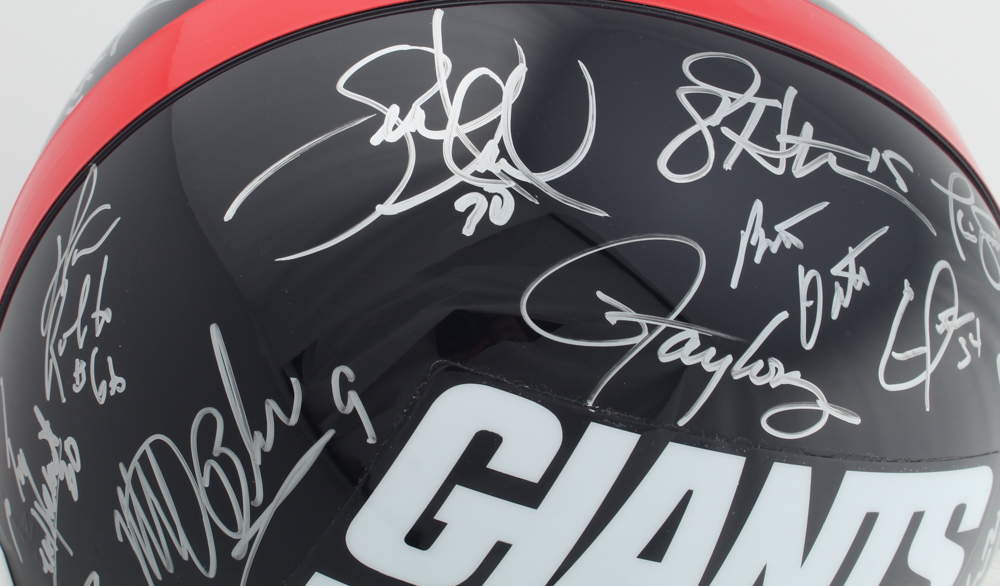 Giants Super Bowl XXI & XXV Champions Full-Size Helmet Team-Signed by (28) with Phil Simms, Lawrence Taylor, Jeff Hostetler, Mark Bavaro (Schwartz COA) at PristineAuction.com Giants Super Bowl XXI & XXV Champions Full-Size Helmet Team-Signed by (28) with Phil Simms, Lawrence Taylor, Jeff Hostetler, Mark Bavaro (Schwartz COA) at PristineAuction.com