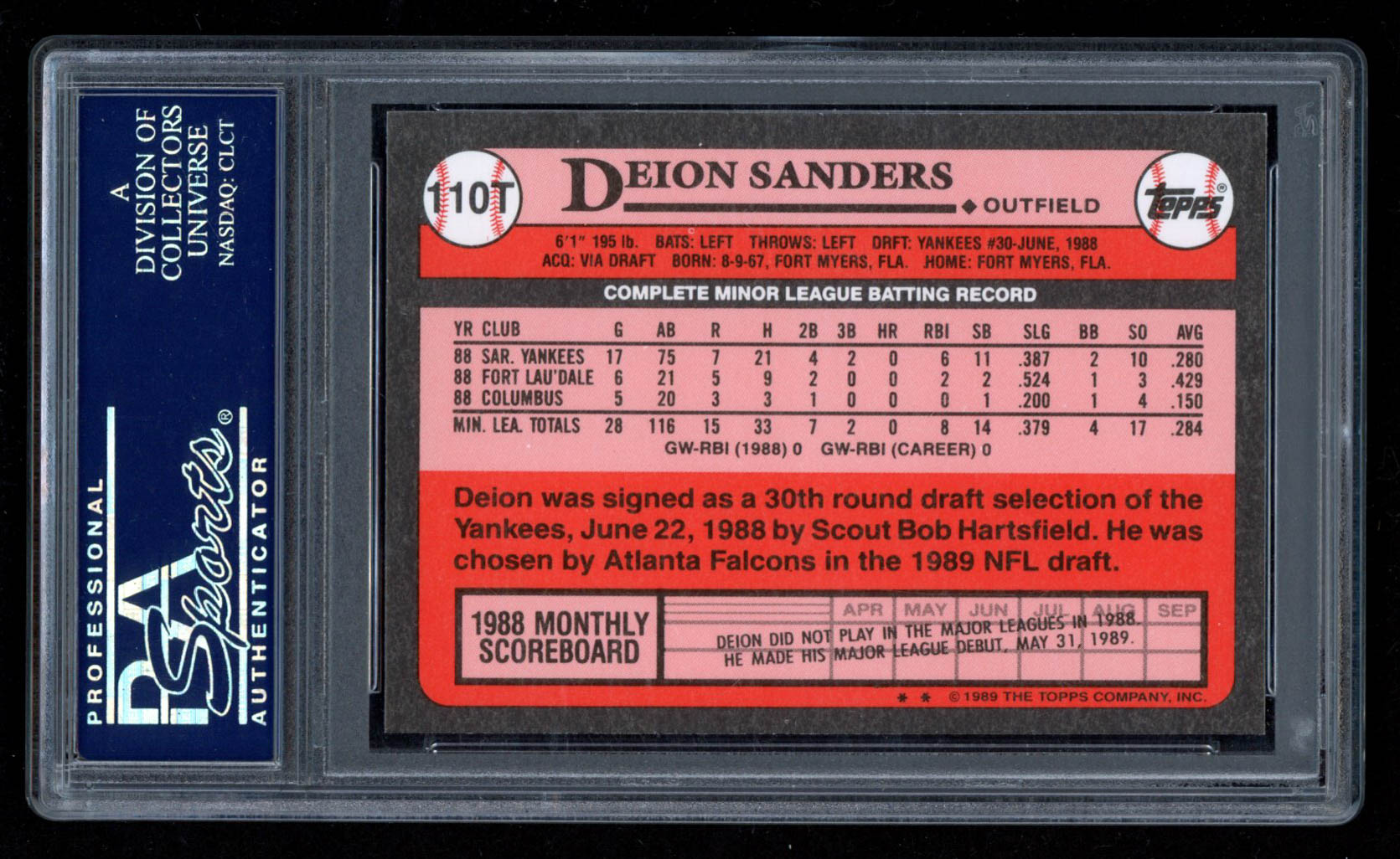 Deion Sanders 1989 Topps Traded Tiffany #110T RC (PSA 10) at PristineAuction.com Deion Sanders 1989 Topps Traded Tiffany #110T RC (PSA 10) at PristineAuction.com