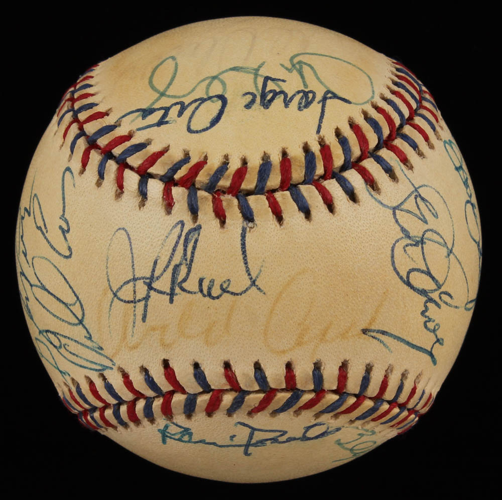 1995 All-Star Game Baseball signed by (25) With Orlando Cepeda, Harmon Killebrew, Robin Roberts, Earl Weaver With Display Base (PSA LOA) at PristineAuction.com 1995 All-Star Game Baseball signed by (25) With Orlando Cepeda, Harmon Killebrew, Robin Roberts, Earl Weaver With Display Base (PSA LOA) at PristineAuction.com